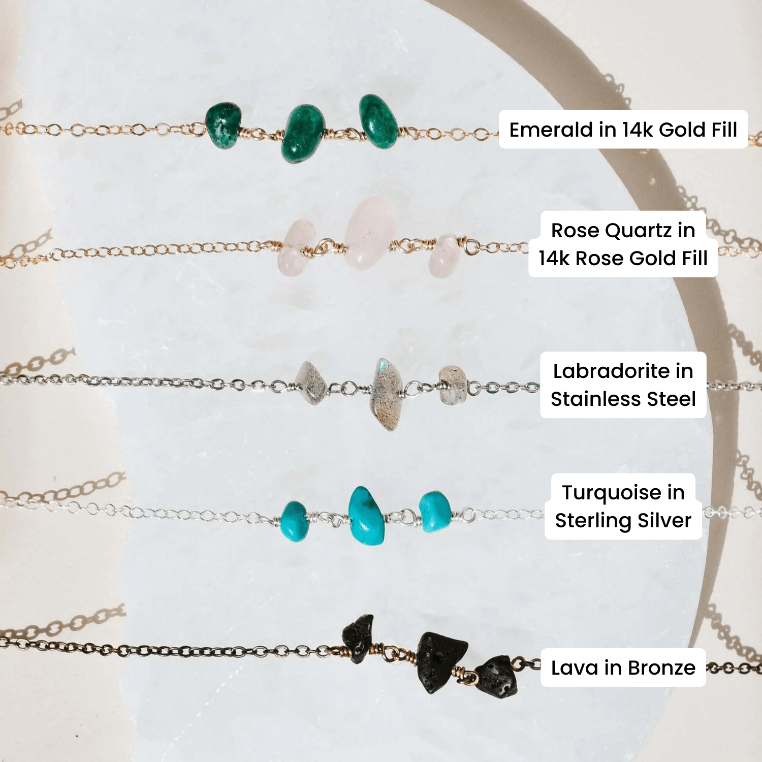 Custom Gemstone Beaded Chain Choker Necklace