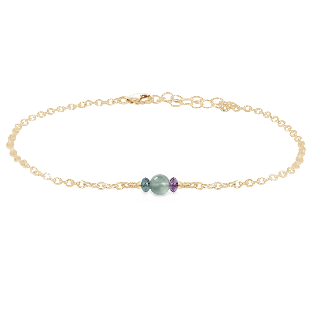 Dainty Fluorite Gemstone Anklet