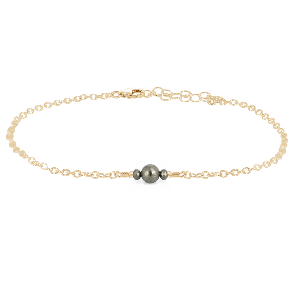 Dainty Pyrite Gemstone Anklet