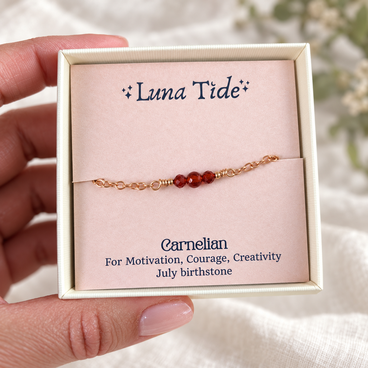 Dainty Carnelian Gemstone Bracelet