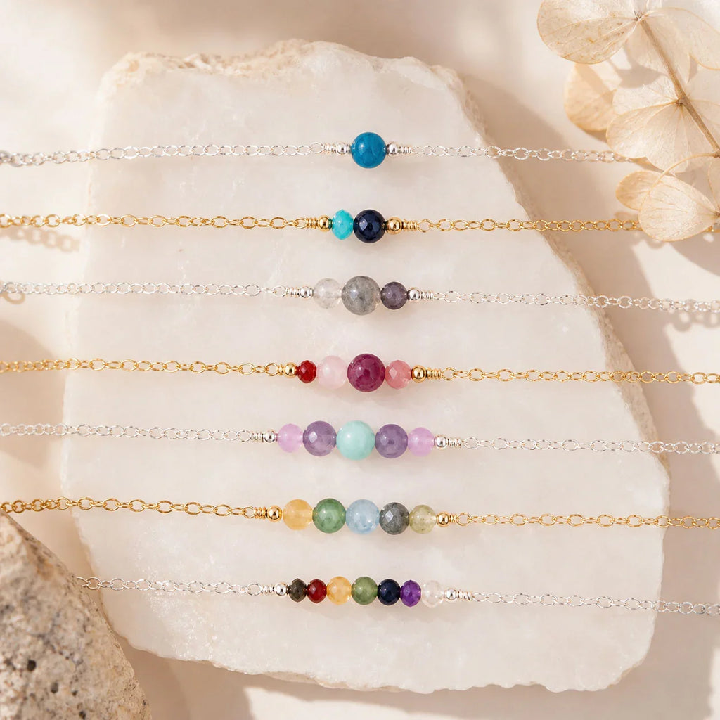 Custom Dainty Gemstone Bracelet - Custom Dainty Gemstone Bracelet - 14k Gold Fill / M 15-20cm (6-8") - Standard - Luna Tide Handmade Crystal Jewellery