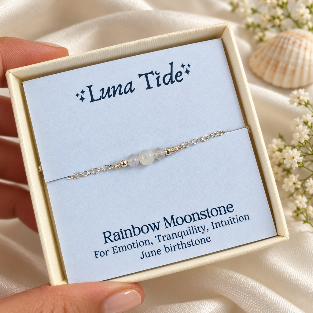 Dainty Rainbow Moonstone Gemstone Anklet