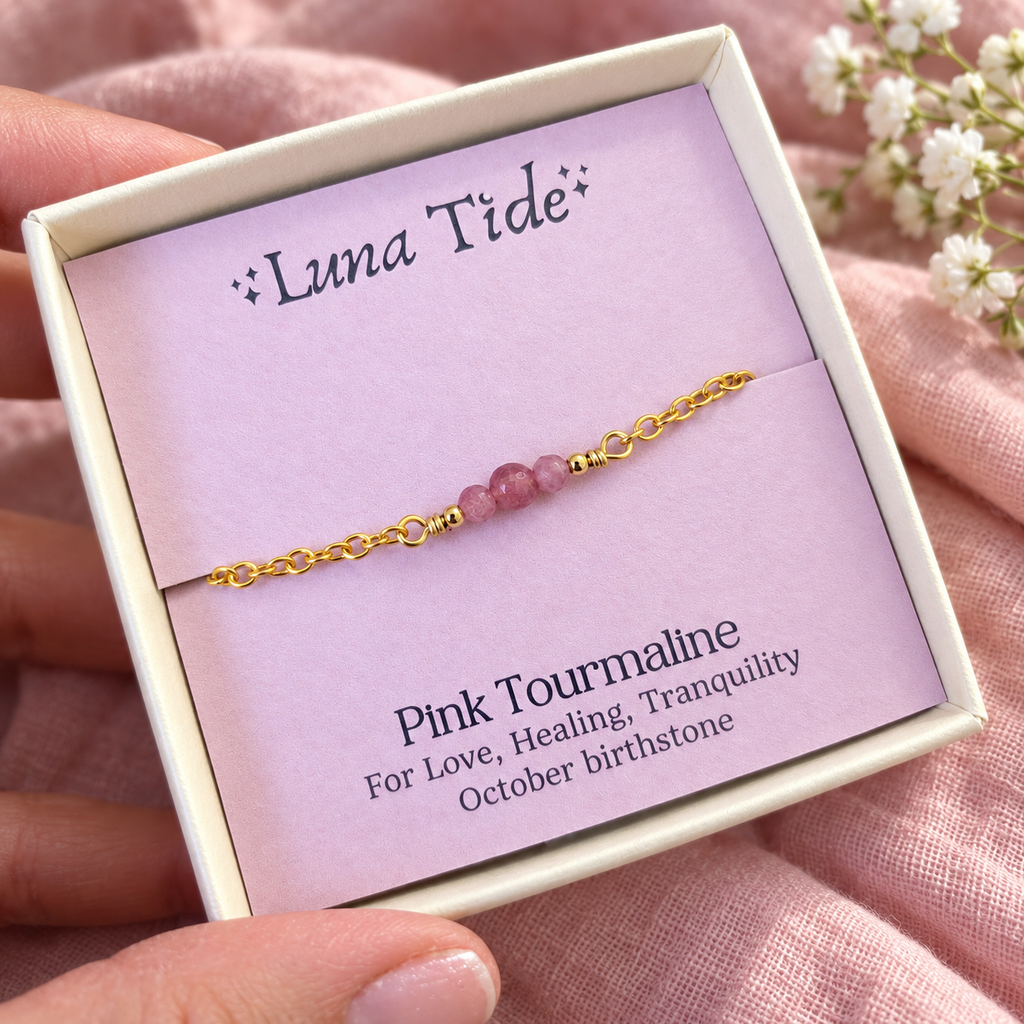 Dainty Pink Tourmaline Gemstone Anklet