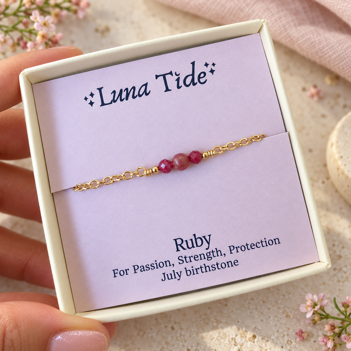 Dainty Ruby Gemstone Bracelet