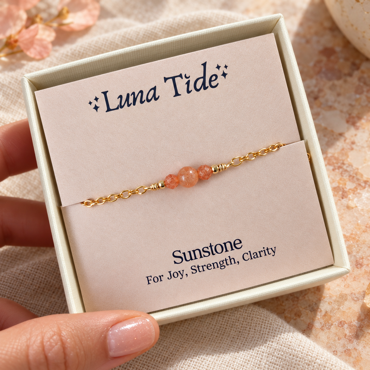 Dainty Sunstone Gemstone Choker Necklace