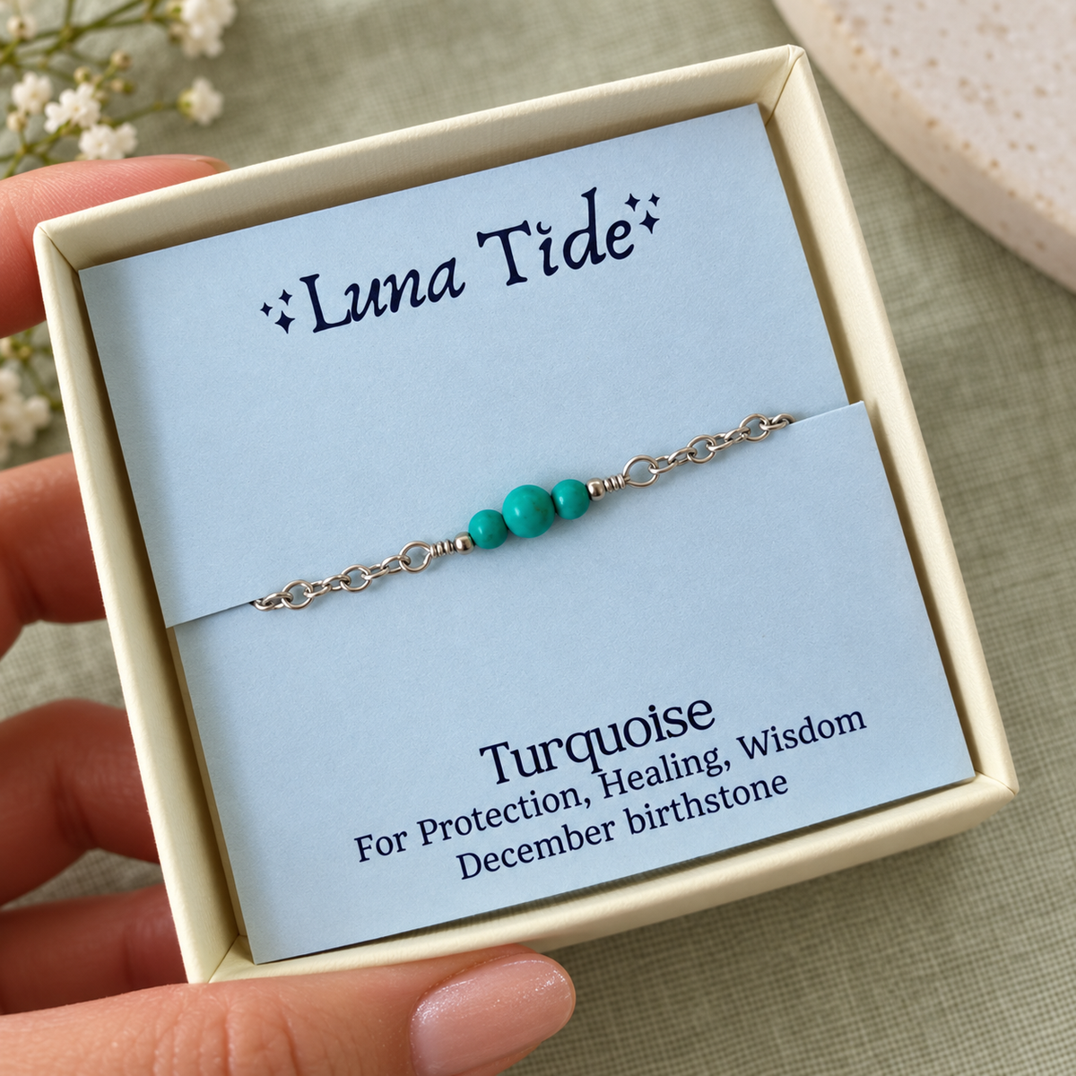 Dainty Turquoise Gemstone Anklet