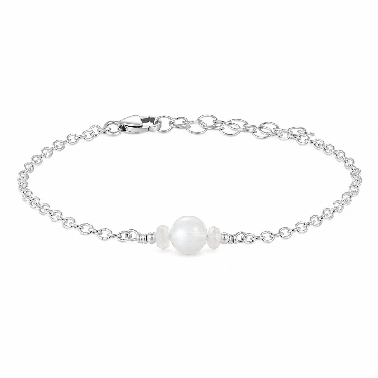 Dainty White Moonstone Gemstone Bracelet