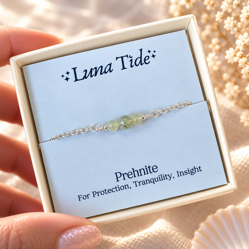 Dainty Prehnite Gemstone Anklet
