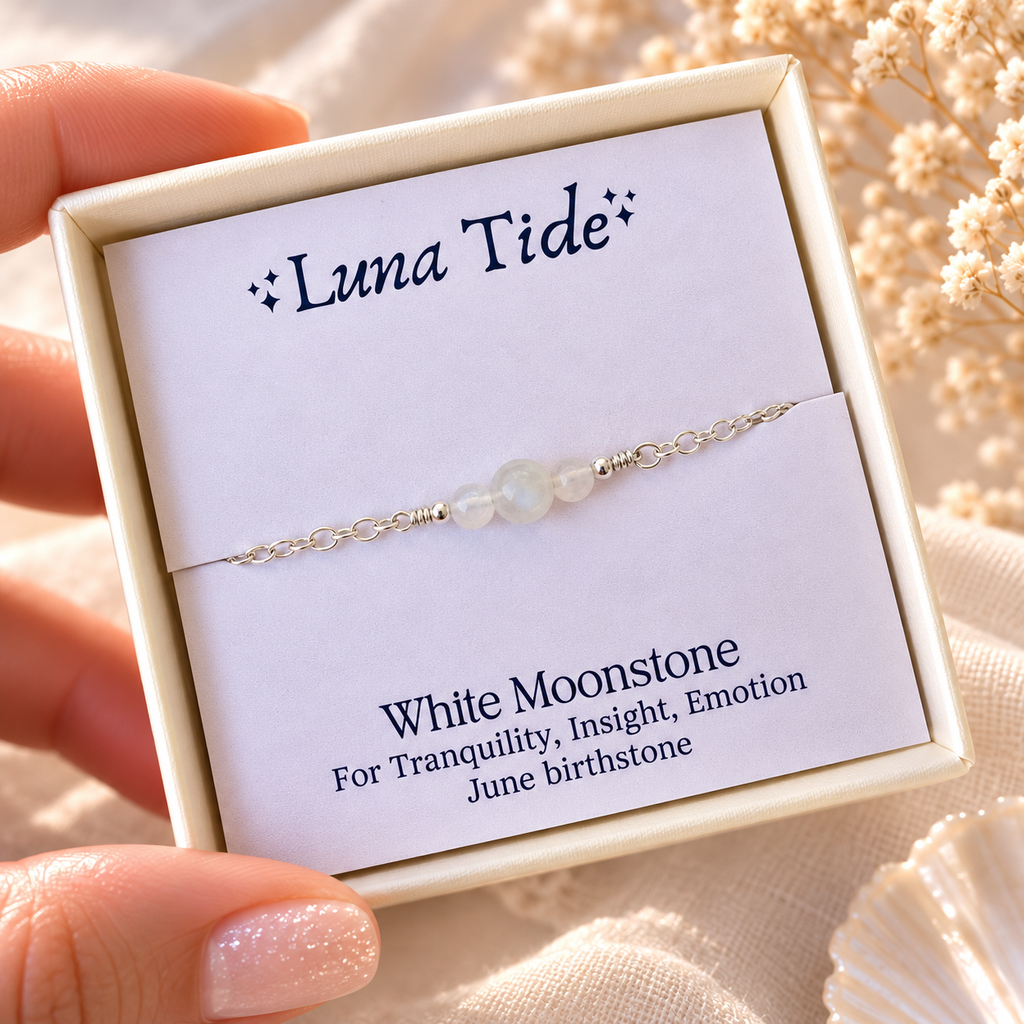 Dainty White Moonstone Gemstone Anklet