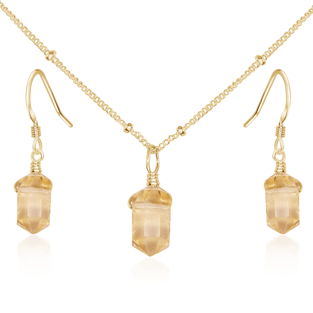 Citrine Double Terminated Crystal Jewellery Set