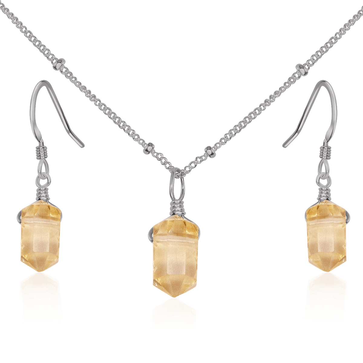 Citrine Double Terminated Crystal Jewellery Set