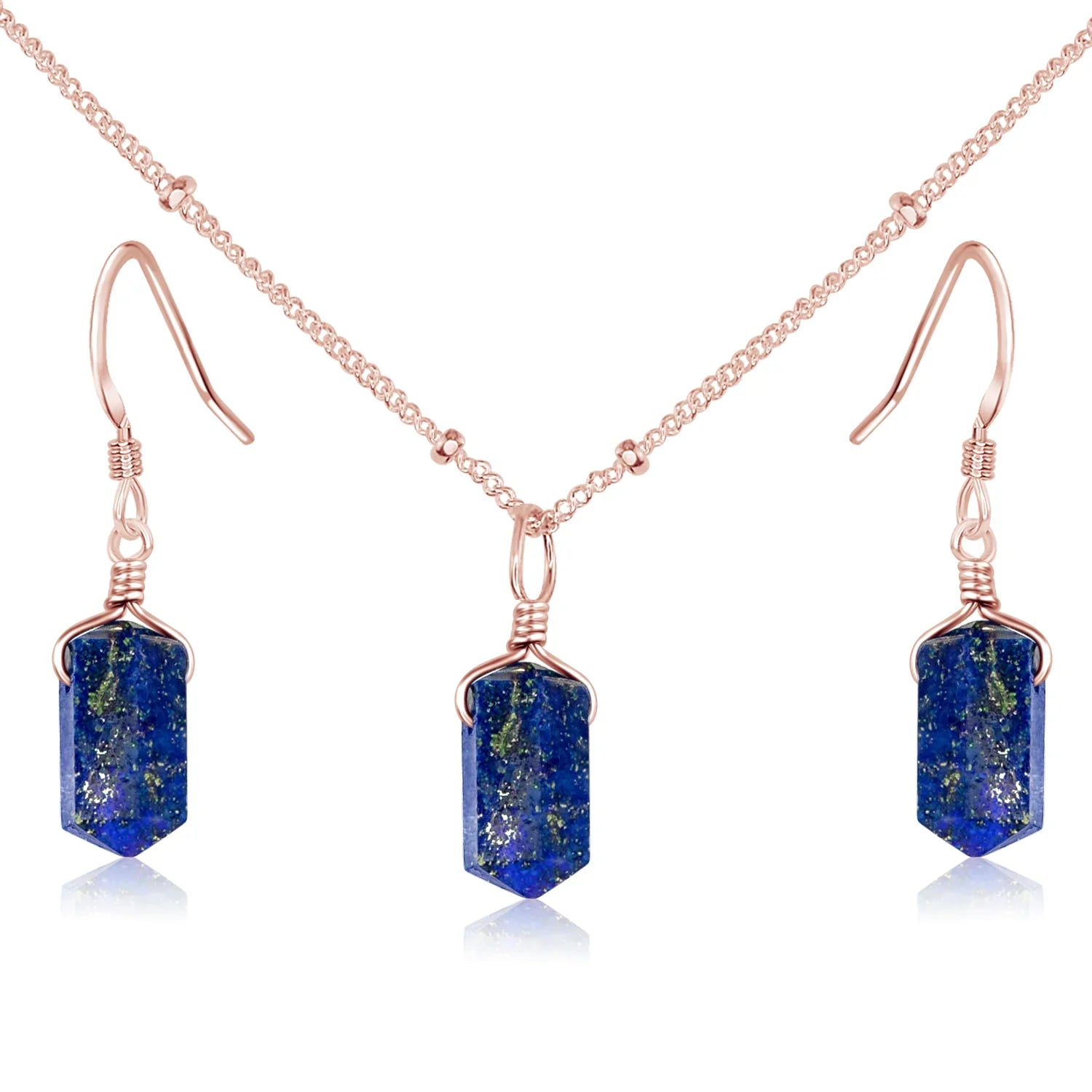 Lapis Lazuli Double Terminated Crystal Jewellery Set