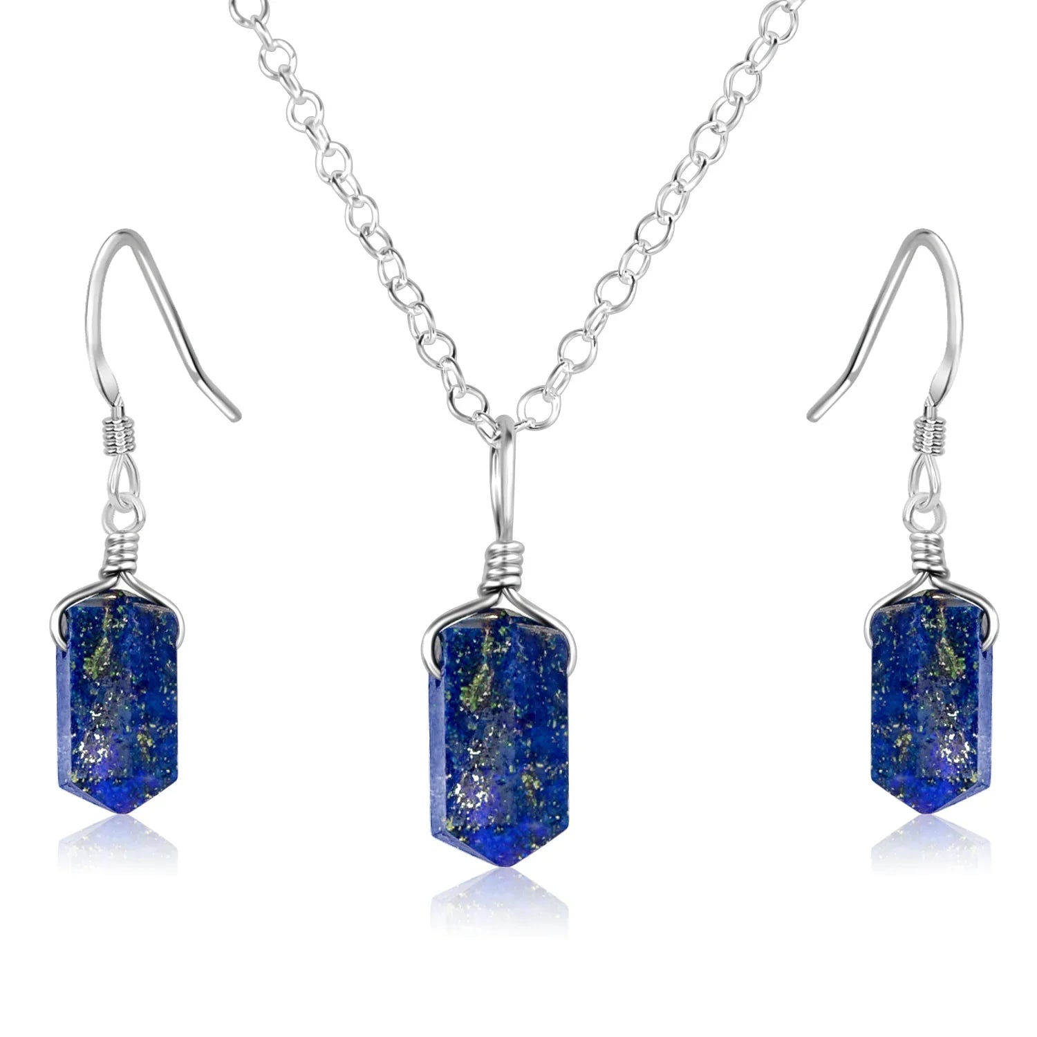 Lapis Lazuli Double Terminated Crystal Jewellery Set