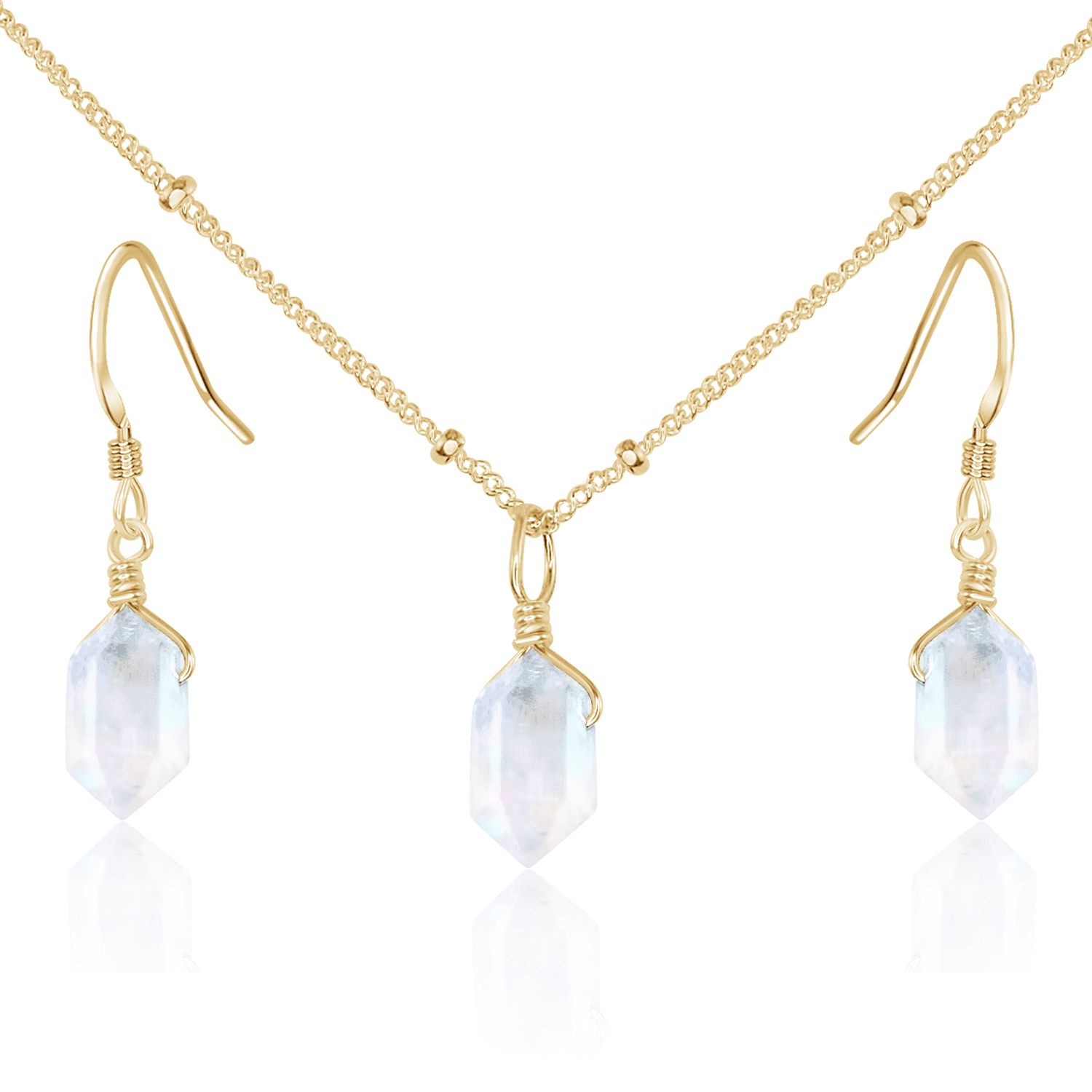 Rainbow Moonstone Double Terminated Crystal Jewellery Set
