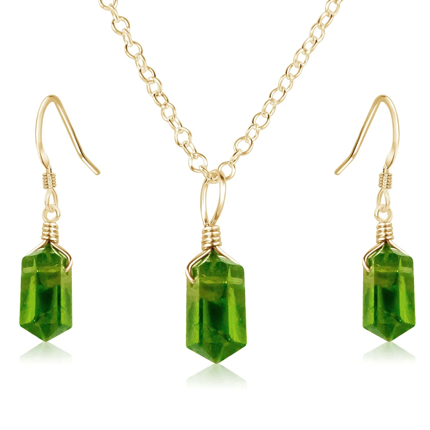Peridot Double Terminated Crystal Jewellery Set