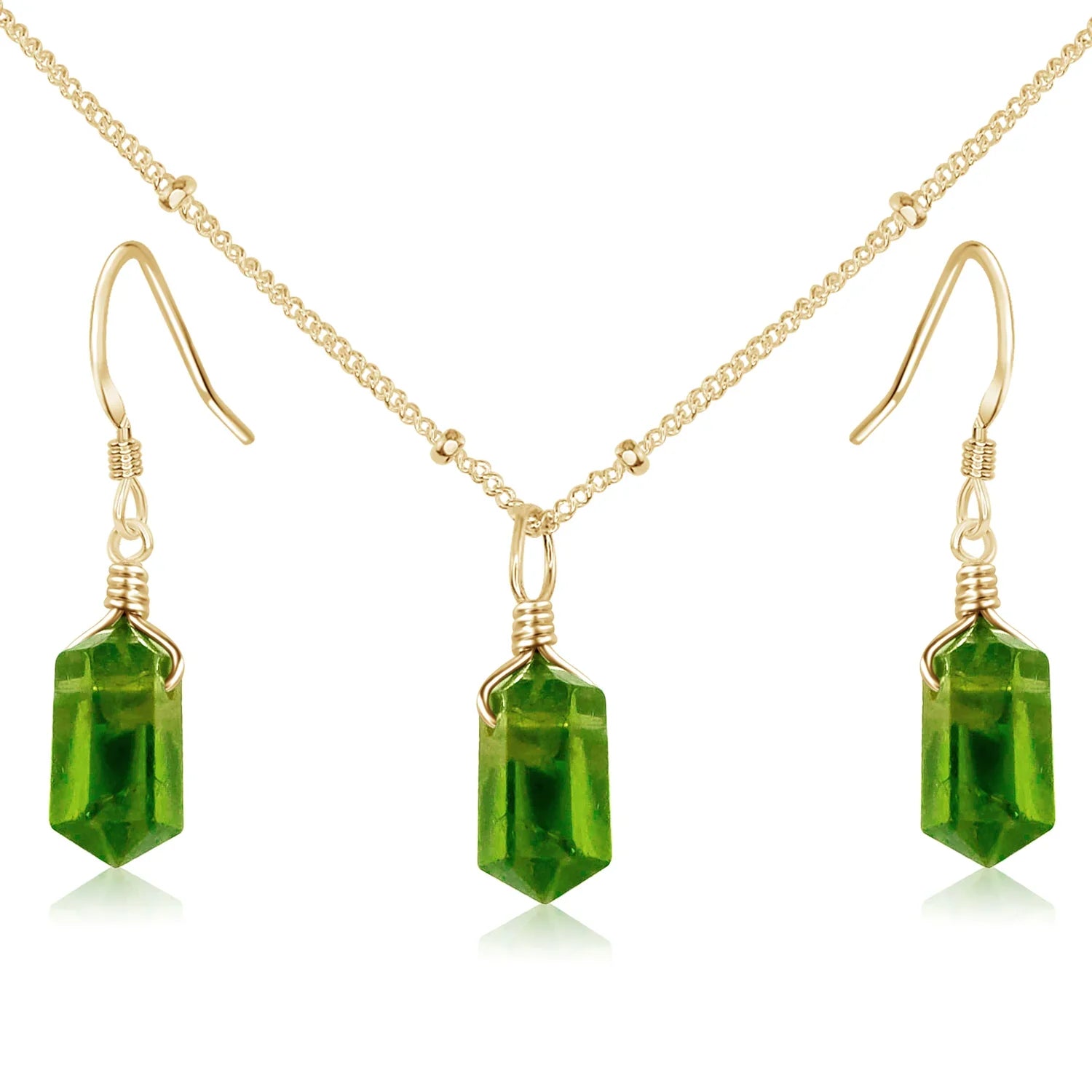 Peridot Double Terminated Crystal Jewellery Set