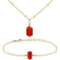 Carnelian Double Terminated Crystal Jewellery Set