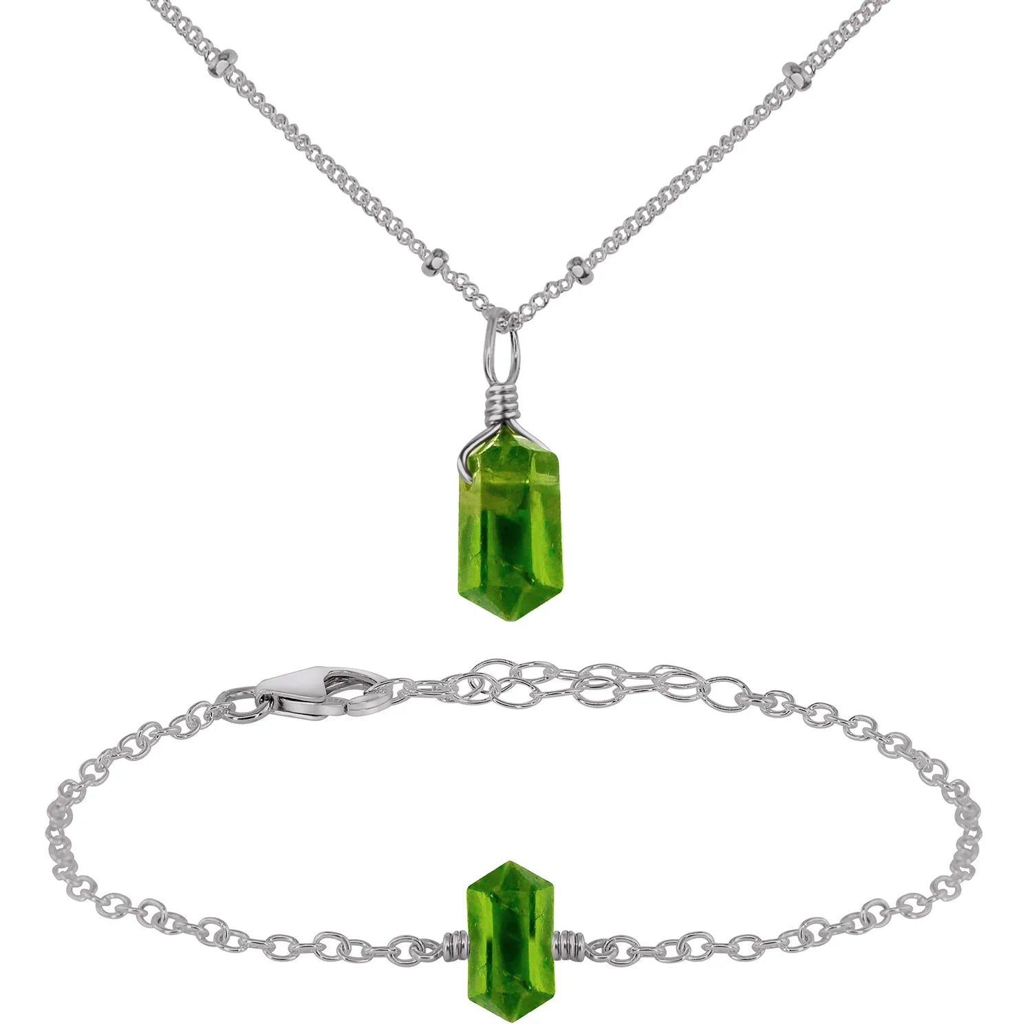 Peridot Double Terminated Crystal Jewellery Set
