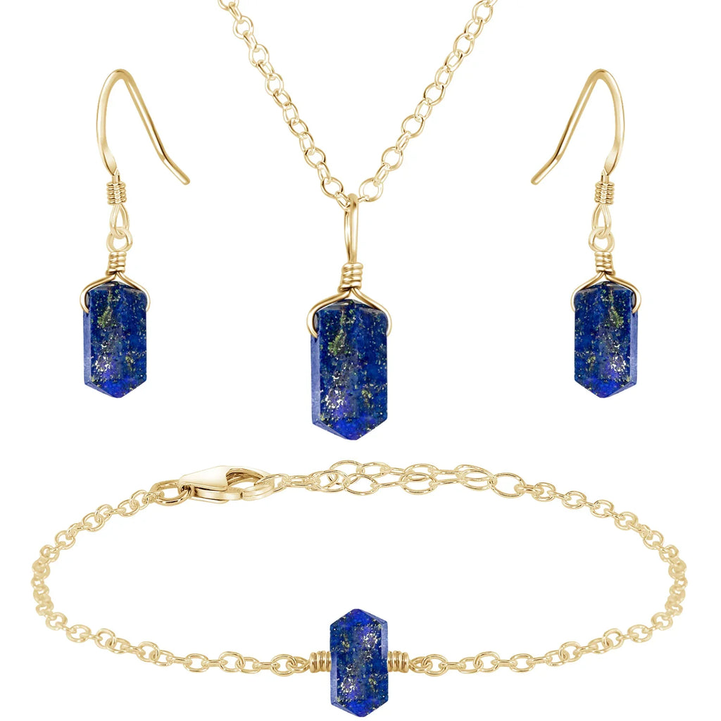 Lapis Lazuli Double Terminated Crystal Jewellery Set