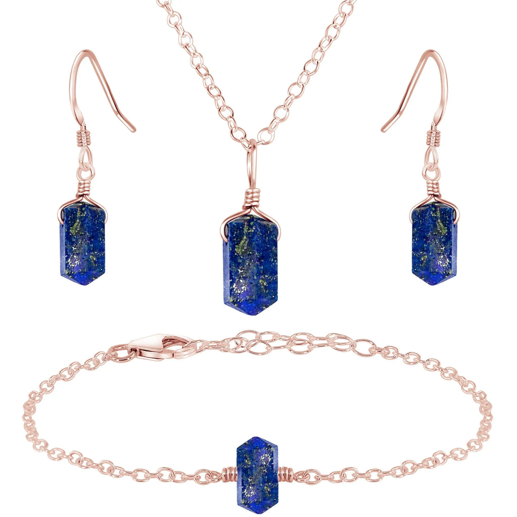 Lapis Lazuli Double Terminated Crystal Jewellery Set
