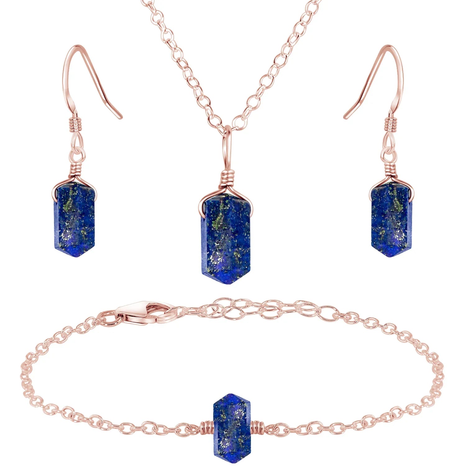 Lapis Lazuli Double Terminated Crystal Jewellery Set