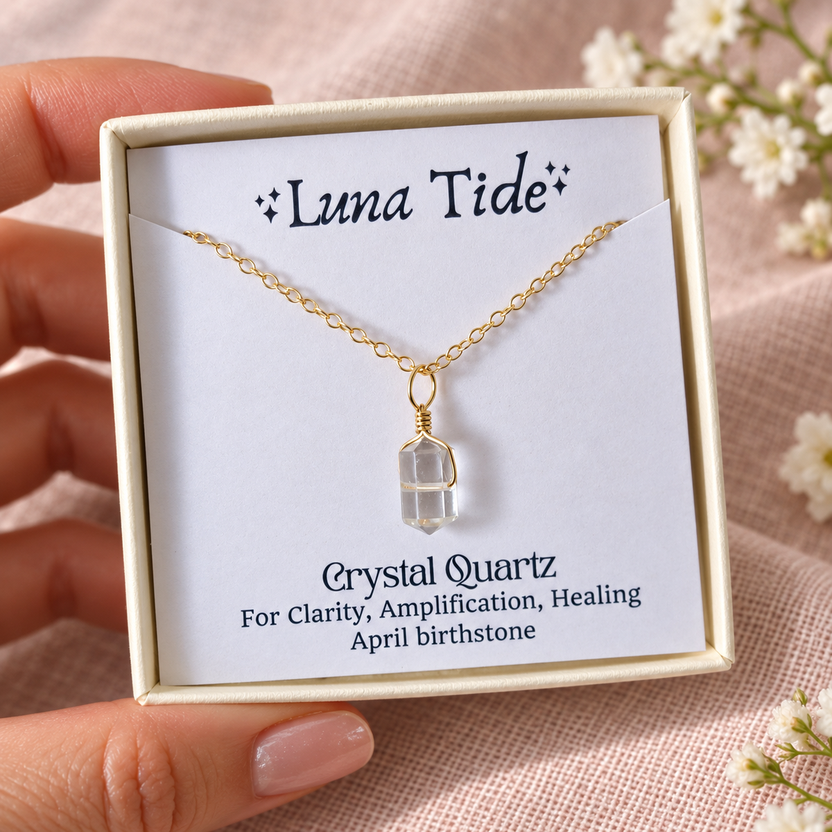 Crystal Quartz Mini Double Terminated Crystal Point Pendant Necklace