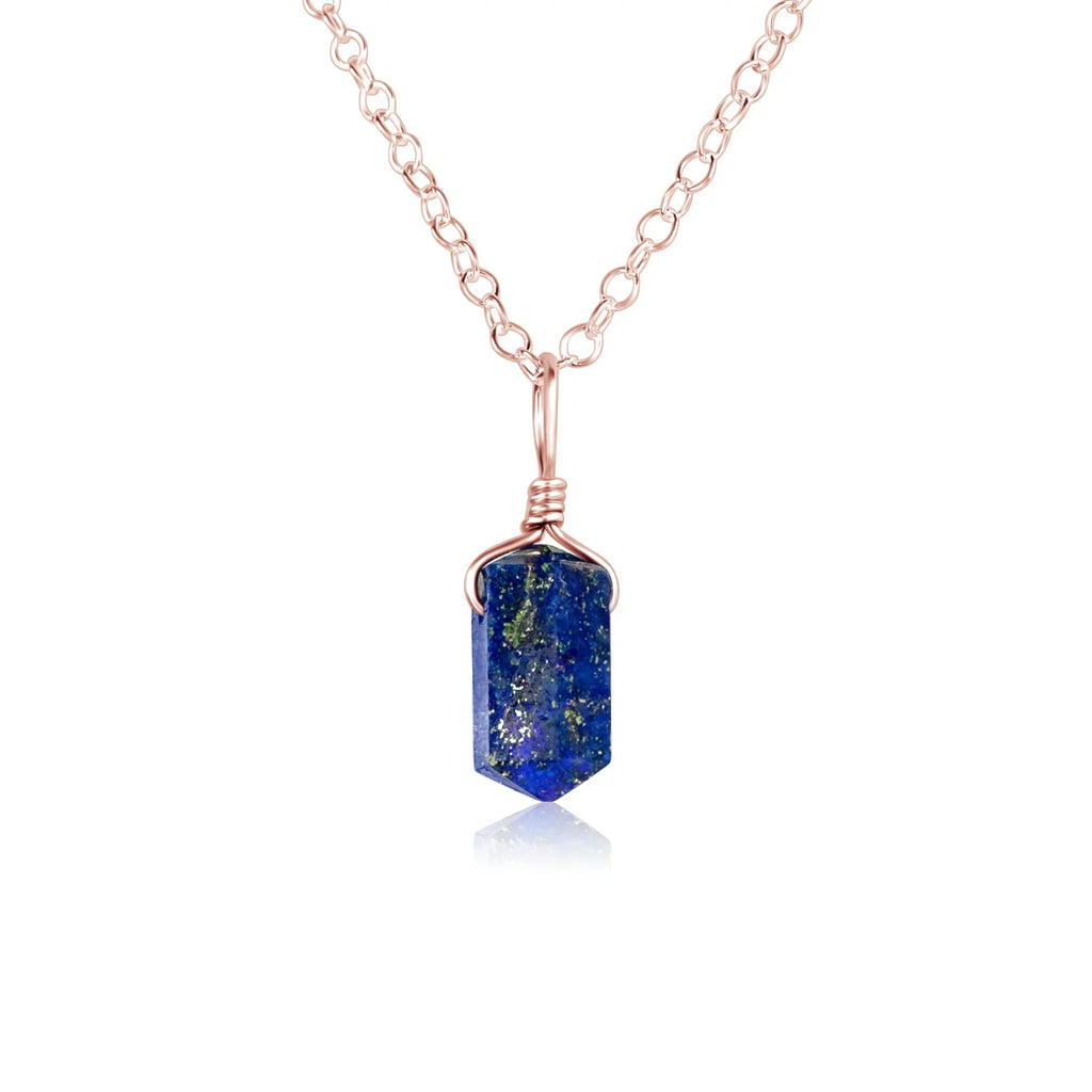 Lapis Lazuli Mini Double Terminated Crystal Point Pendant Necklace