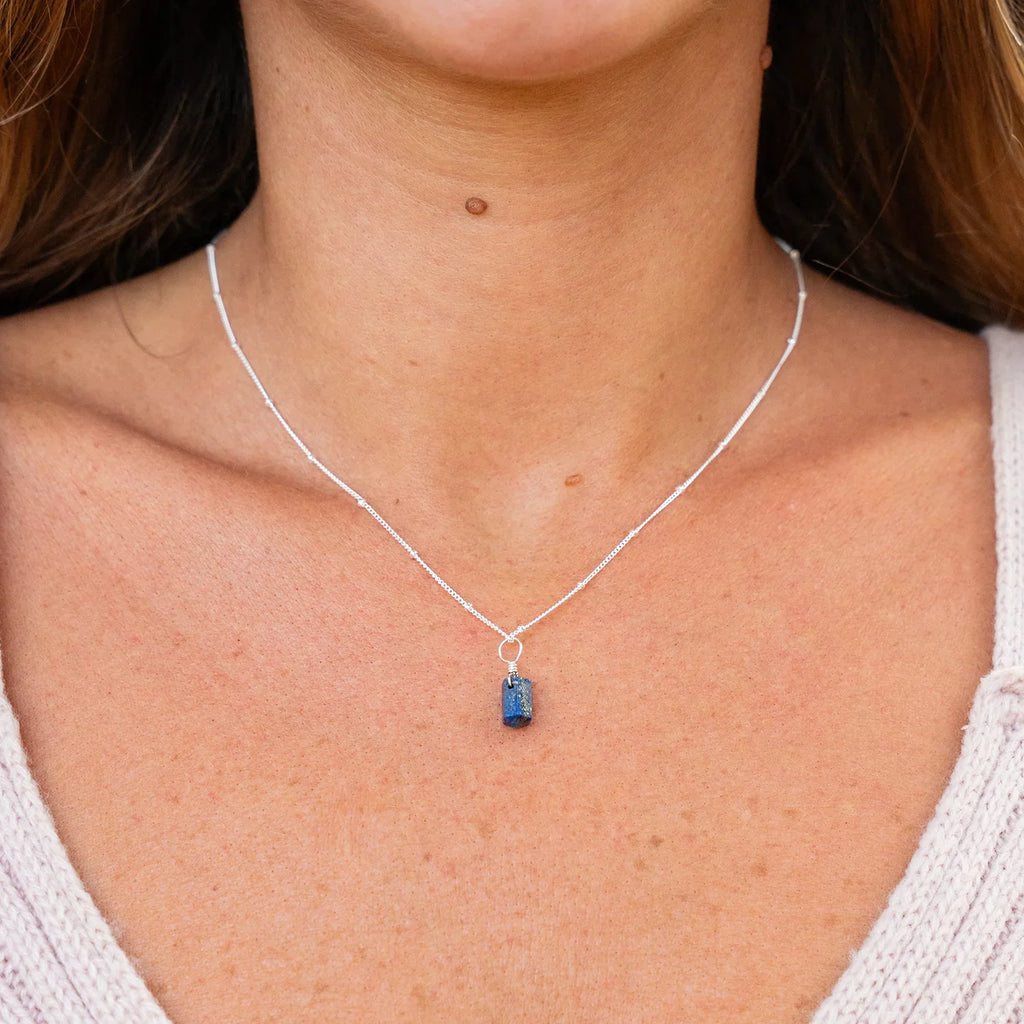 Lapis Lazuli Mini Double Terminated Crystal Point Pendant Necklace
