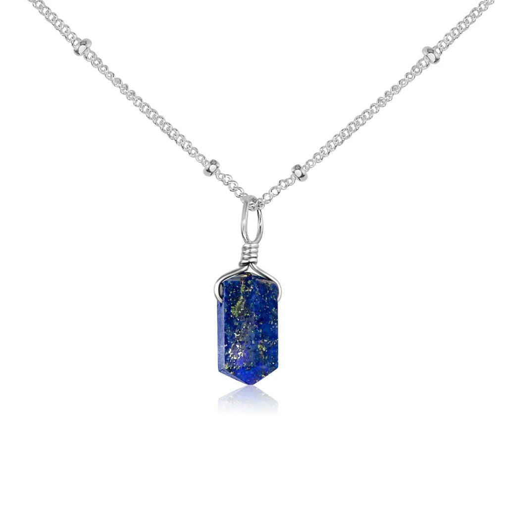Lapis Lazuli Mini Double Terminated Crystal Point Pendant Necklace