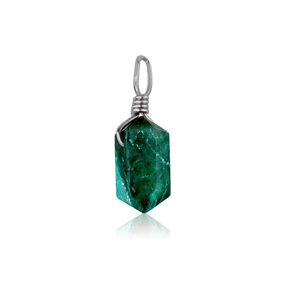 Emerald Mini Double Terminated Crystal Point Pendant - Emerald Mini Double Terminated Crystal Point Pendant - Stainless Steel - Luna Tide Handmade Crystal Jewellery