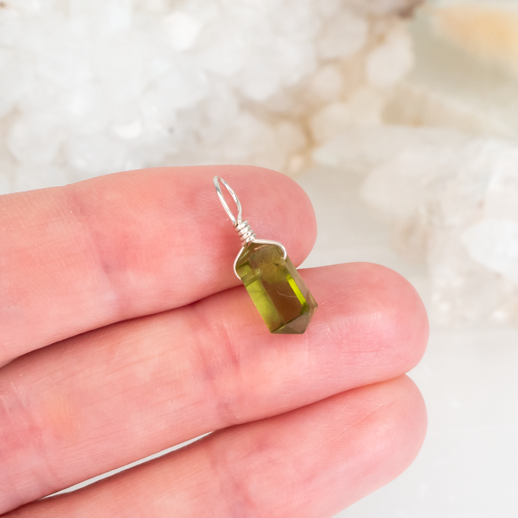 Peridot Mini Double Terminated Crystal Point Pendant