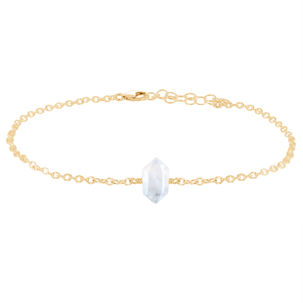 Rainbow Moonstone Double Terminated Crystal Point Anklet