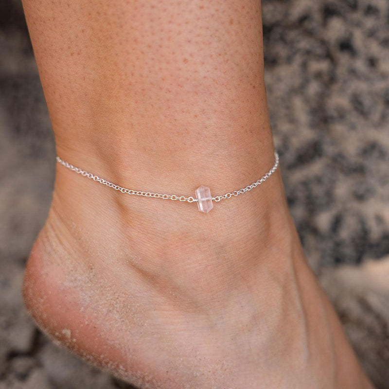 Custom Double Terminated Crystal Point Anklet