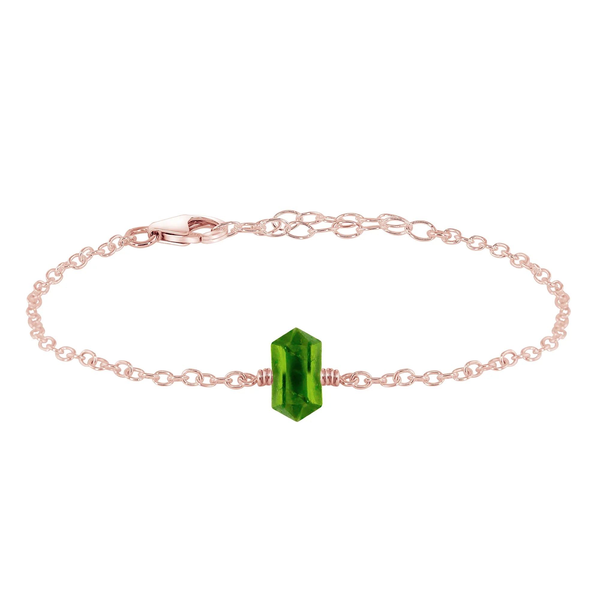 Peridot Double Terminated Mini Crystal Point Bracelet