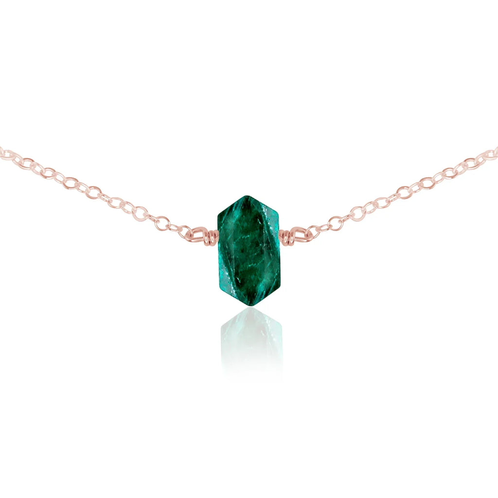 Double Terminated Emerald Mini Crystal Point Choker Necklace