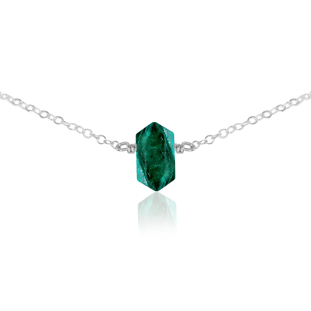 Double Terminated Emerald Mini Crystal Point Choker Necklace