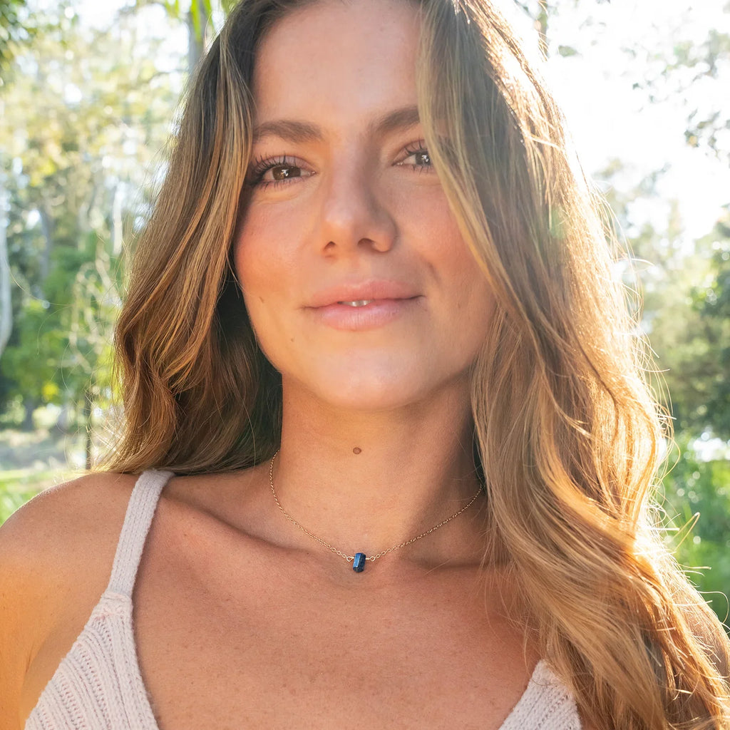 Double Terminated Lapis Lazuli Mini Crystal Point Choker Necklace