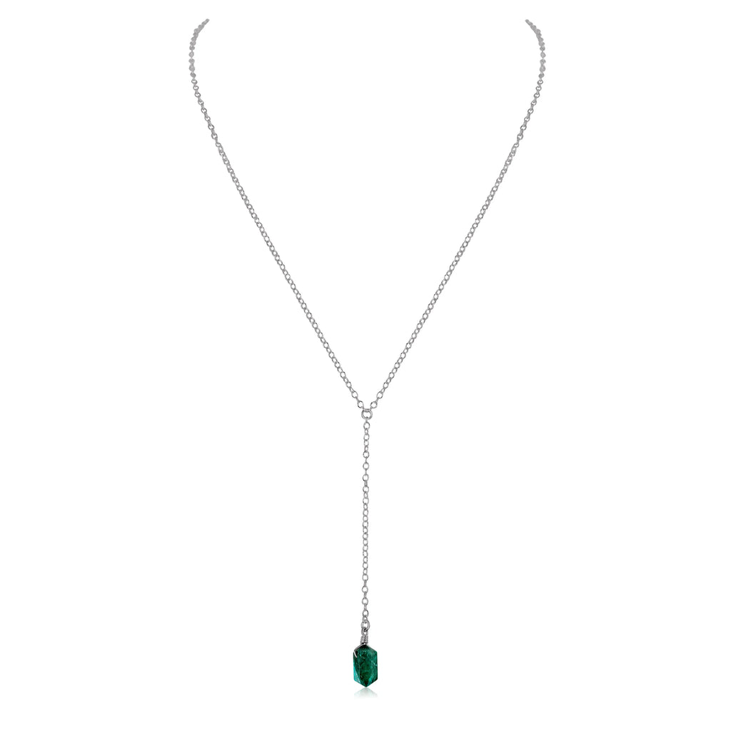Emerald Double Terminated Mini Crystal Point Lariat Necklace