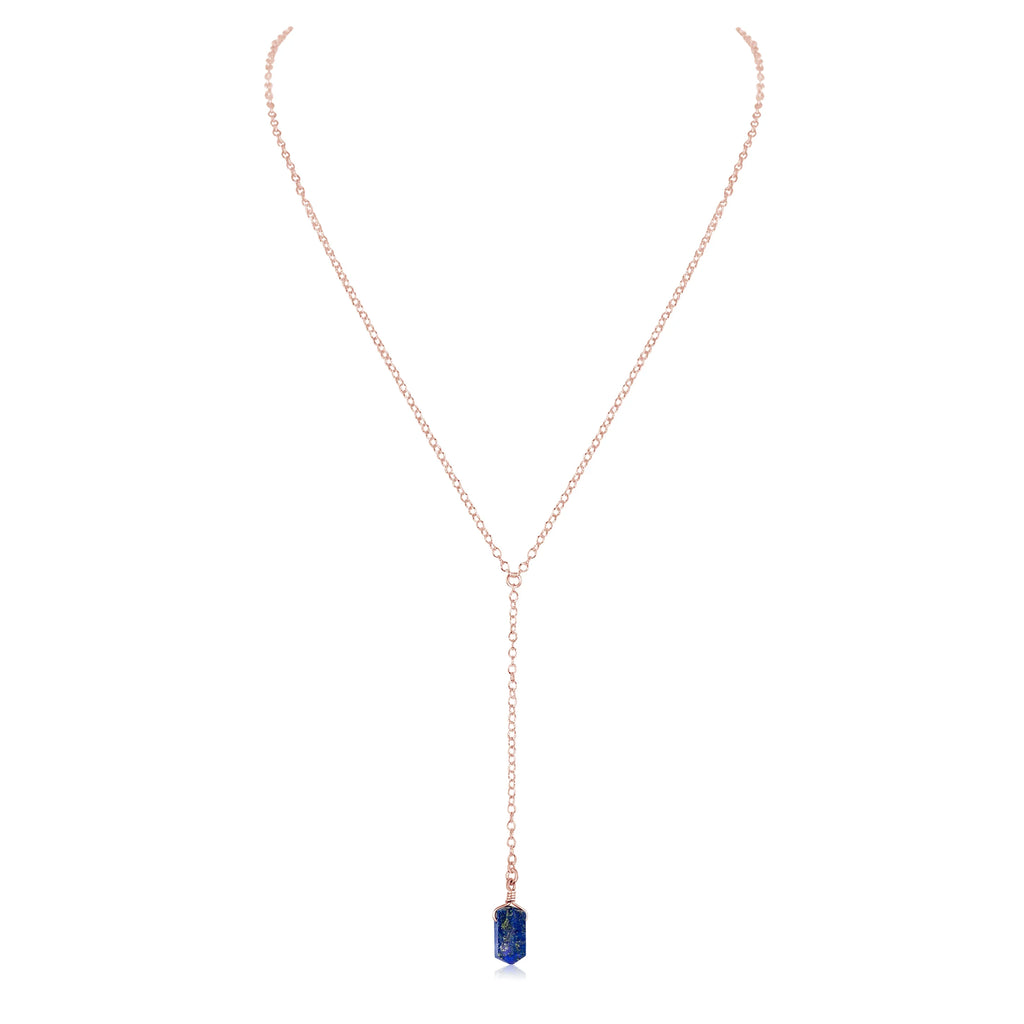 Lapis Lazuli Double Terminated Mini Crystal Point Lariat Necklace