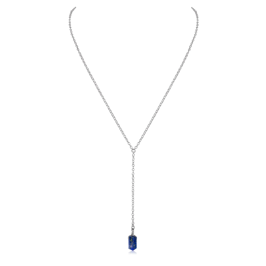 Lapis Lazuli Double Terminated Mini Crystal Point Lariat Necklace