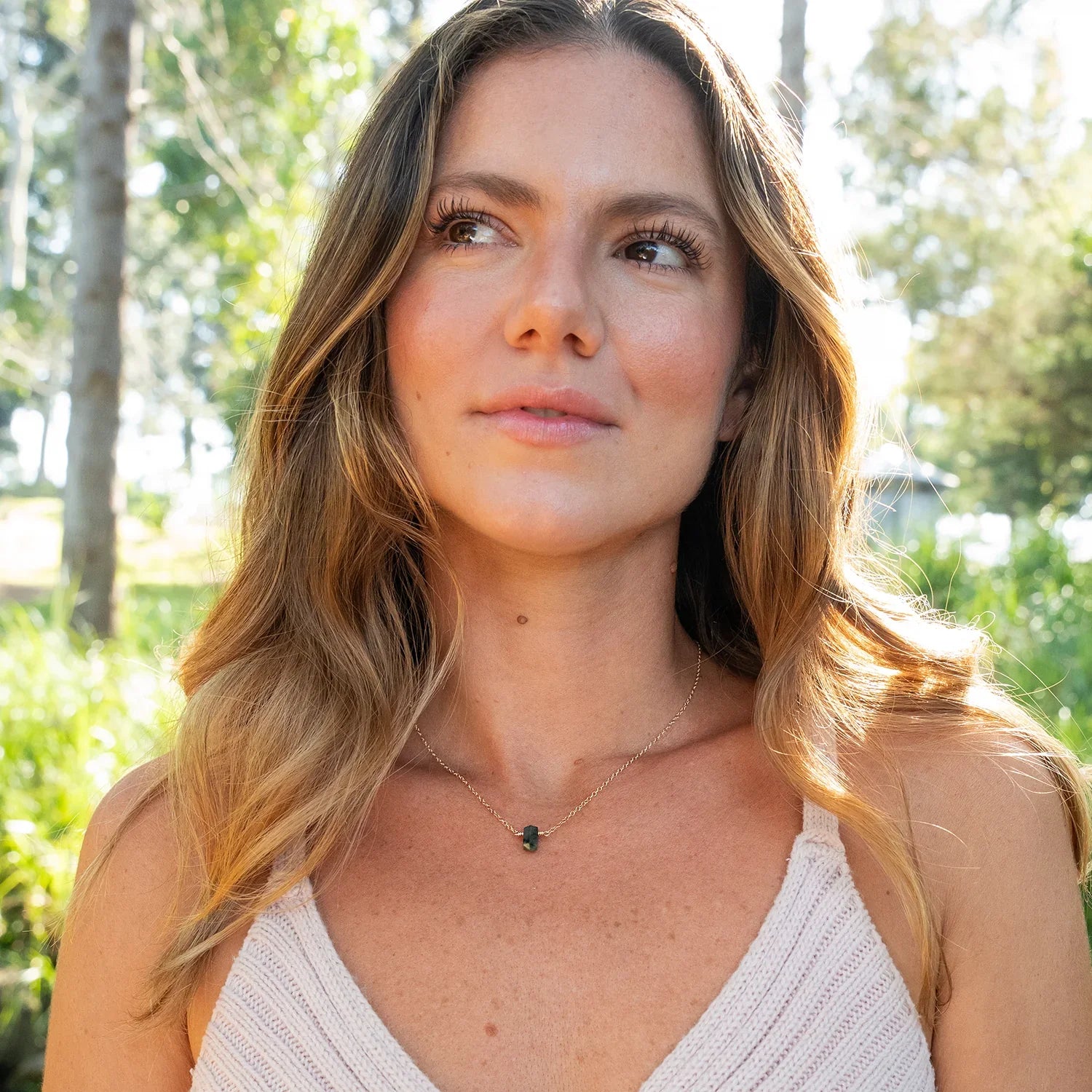 Double Terminated Emerald Mini Crystal Point Necklace