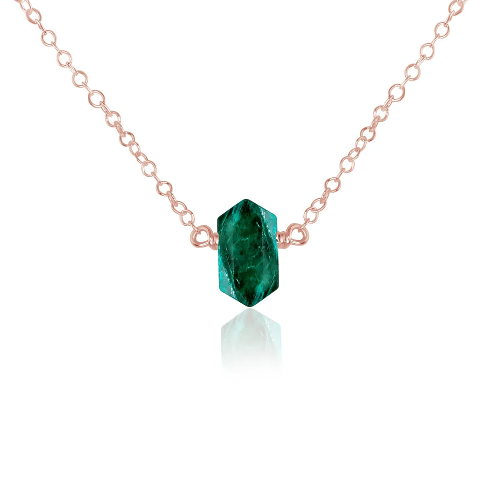 Double Terminated Emerald Mini Crystal Point Necklace