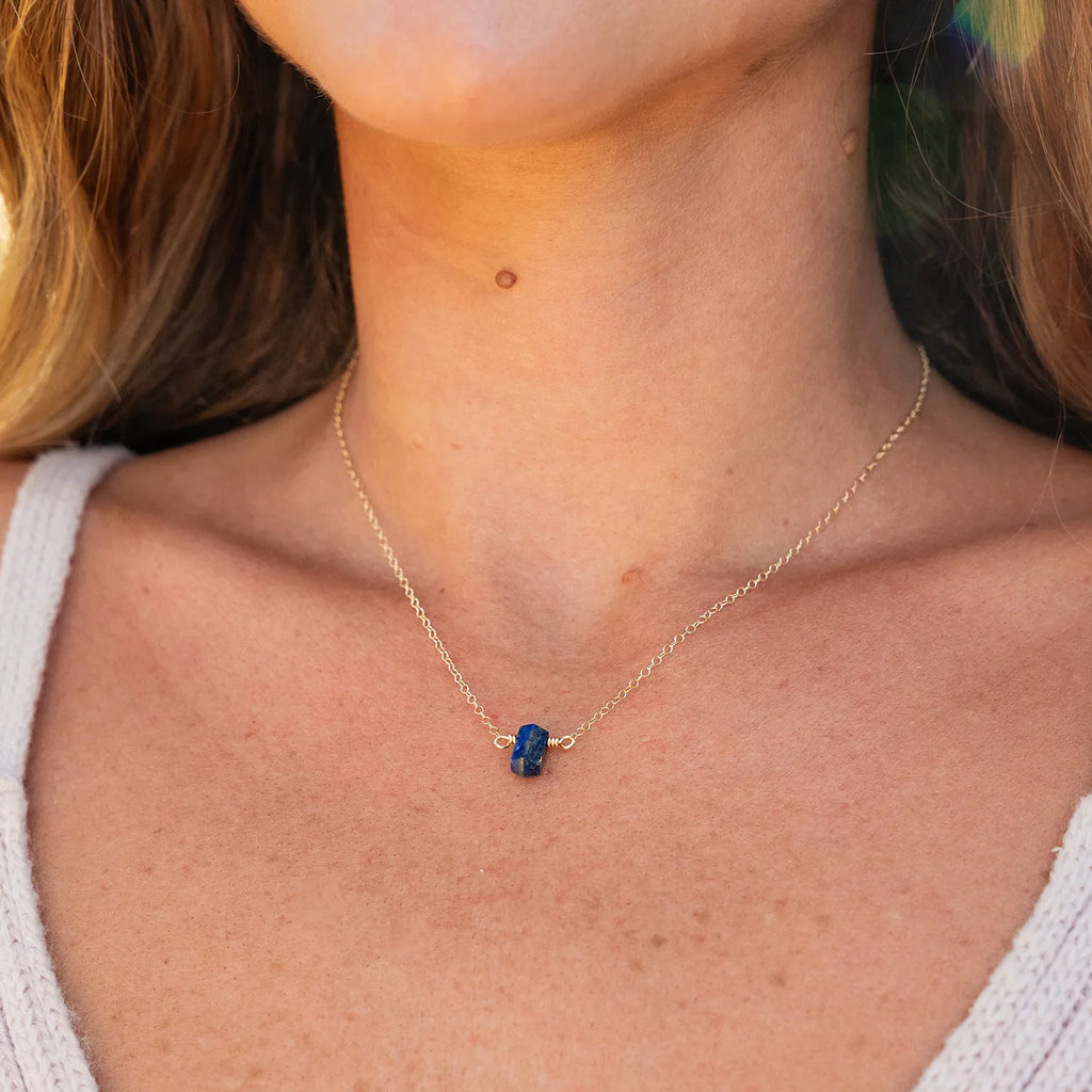 Double Terminated Lapis Lazuli Mini Crystal Point Necklace