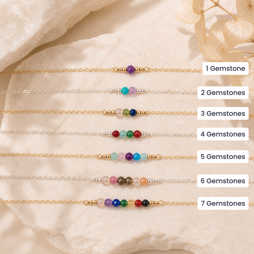 Custom Sparkling Gemstone Faceted Bead Bar Anklet