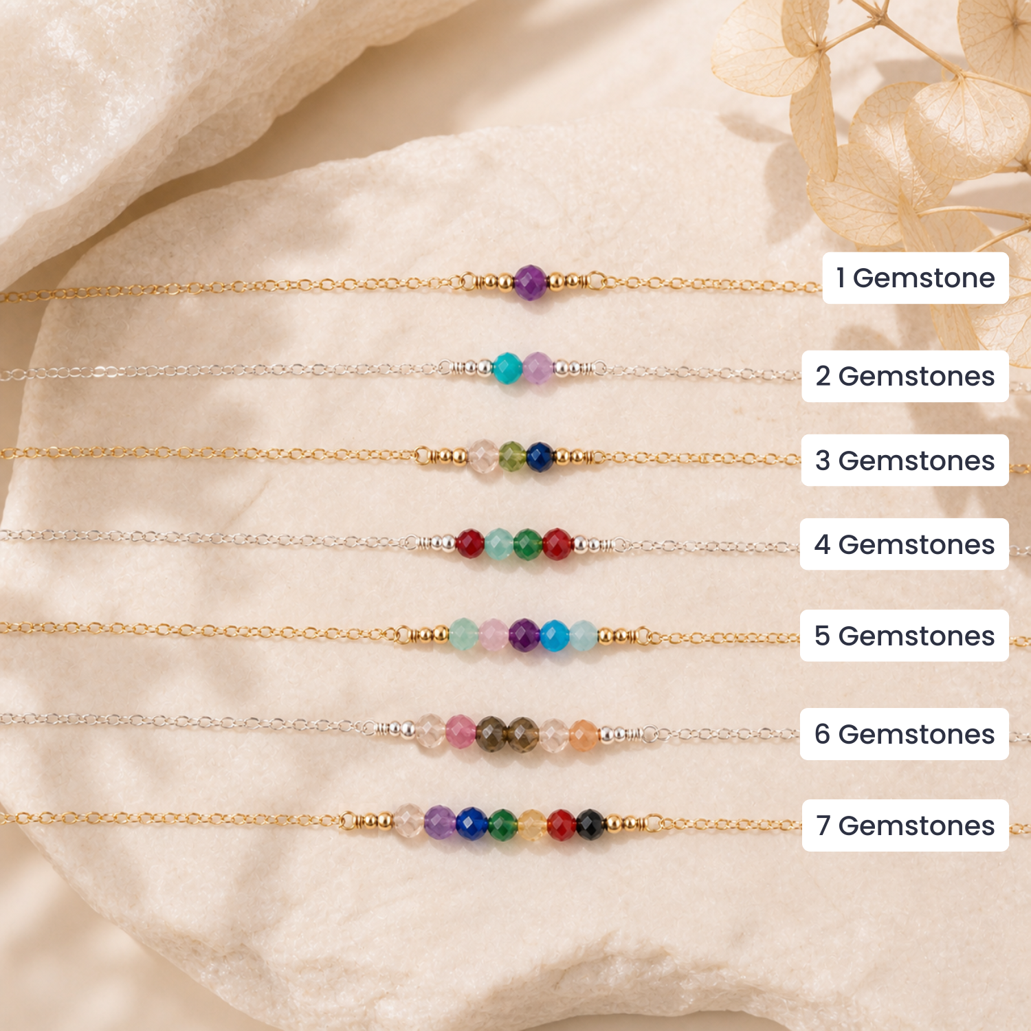 Custom Sparkling Gemstone Faceted Bead Bar Anklet
