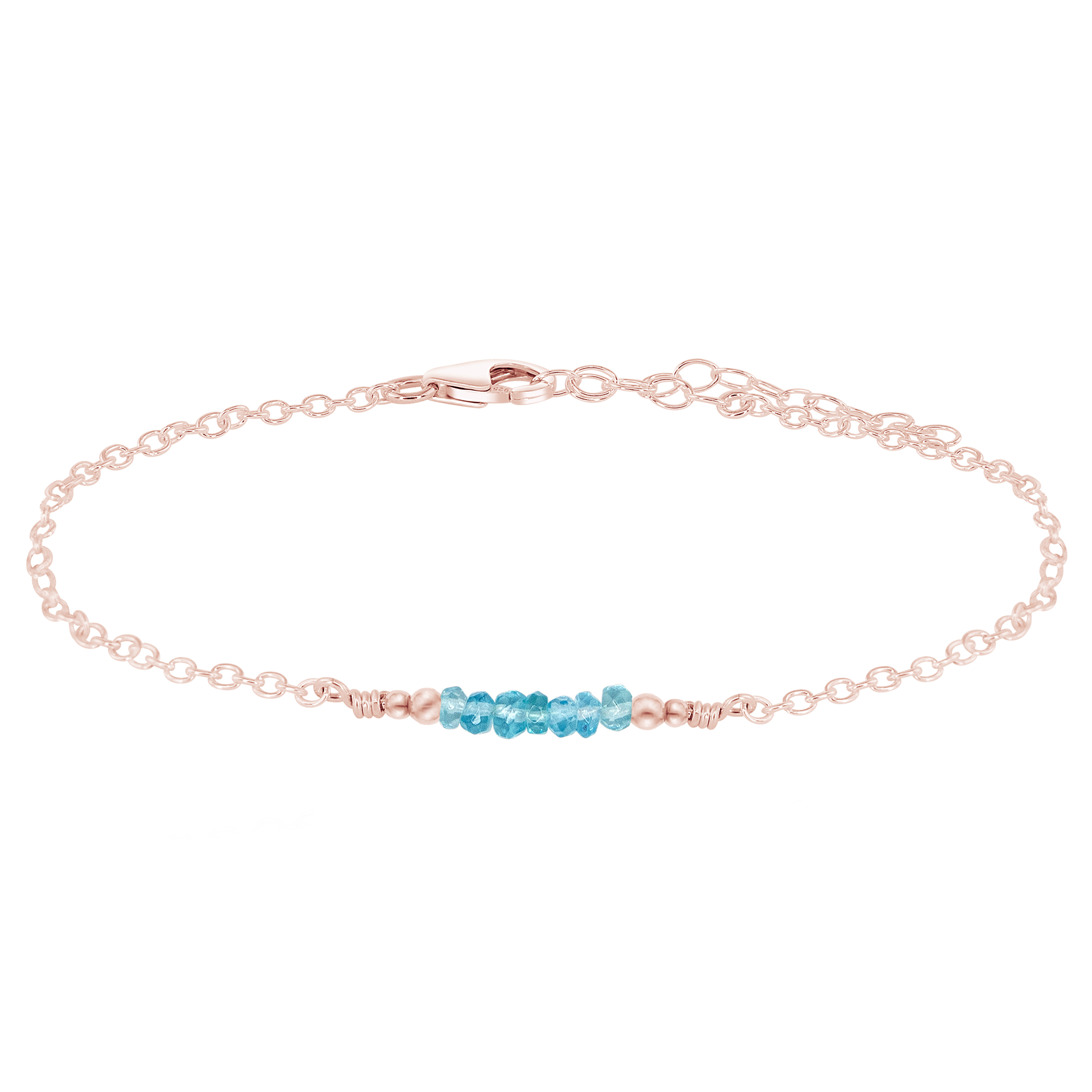 Sparkling Apatite Gemstone Faceted Bead Bar Anklet
