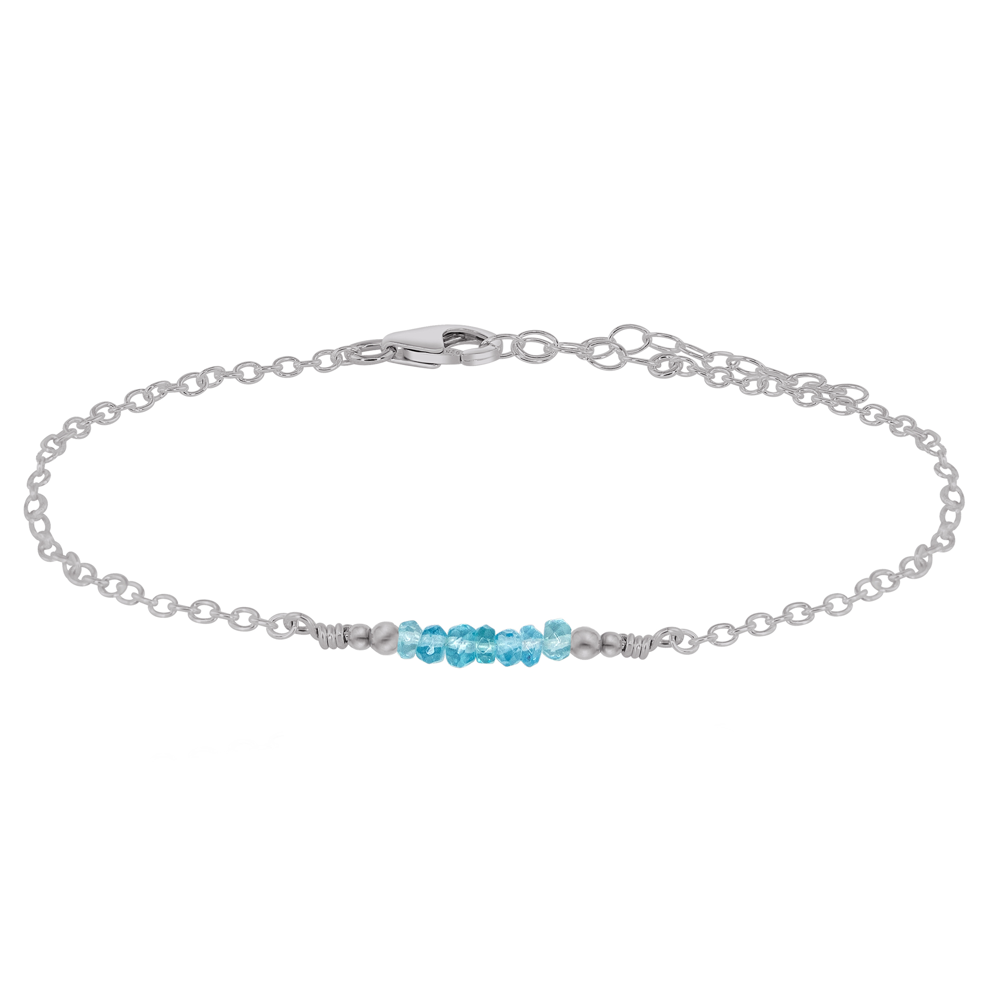 Sparkling Apatite Gemstone Faceted Bead Bar Anklet