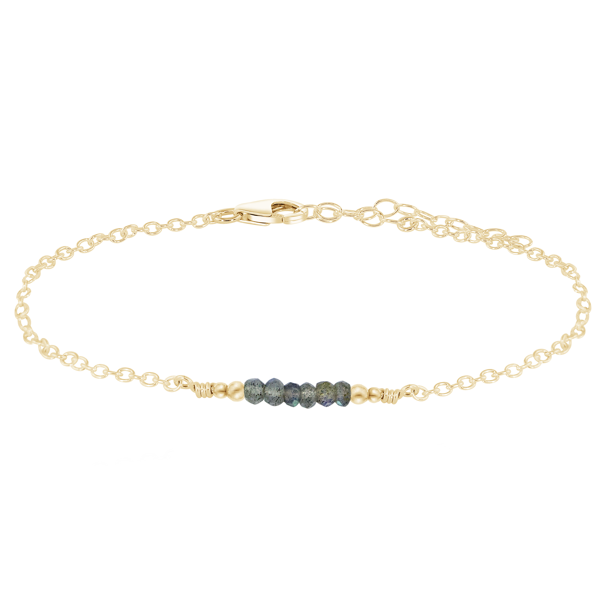Sparkling Labradorite Gemstone Faceted Bead Bar Anklet