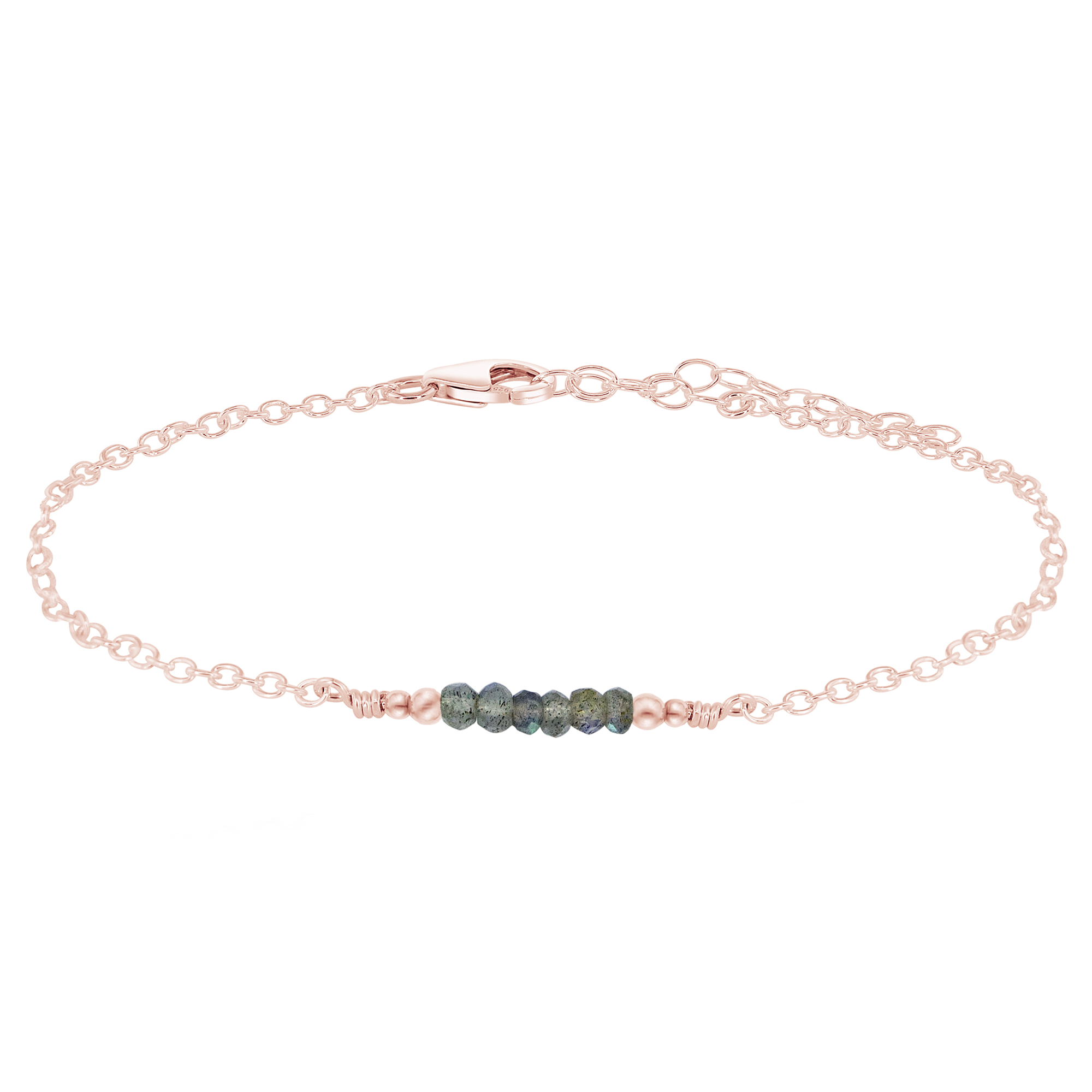 Sparkling Labradorite Gemstone Faceted Bead Bar Anklet