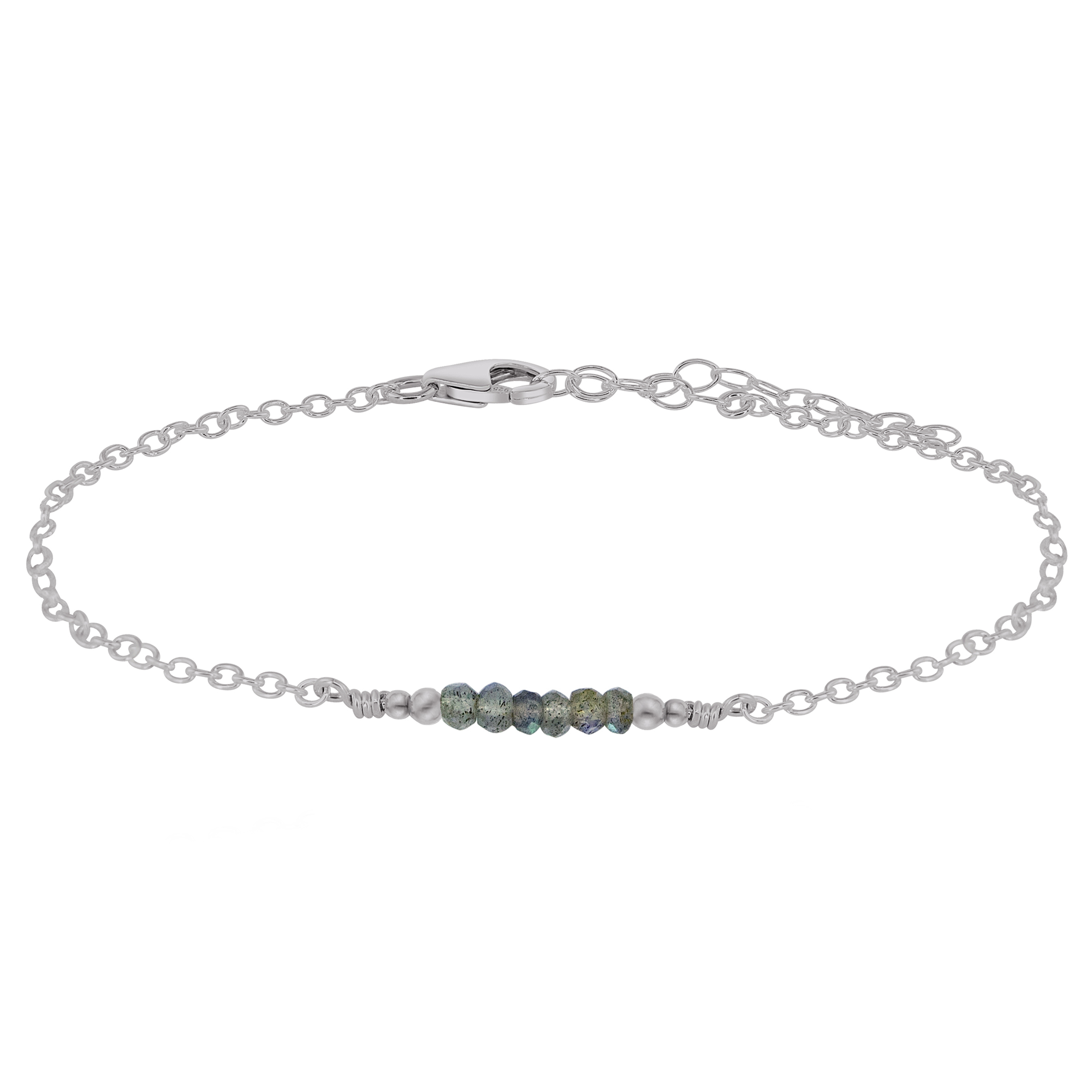 Sparkling Labradorite Gemstone Faceted Bead Bar Anklet